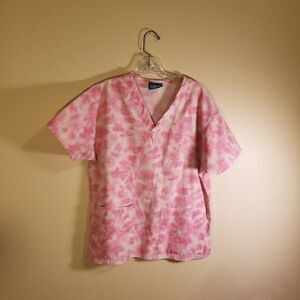CREST pink floral print scrub top